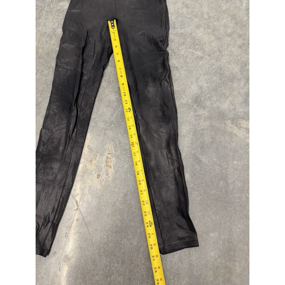 Spanx By Sara Blakely Shape Faux Leather Leggings Womens Medium Black Stretch - Picture 6 of 7